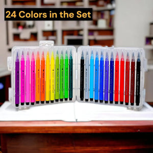 Vibrant 24-shade watercolor brush pens for inspiring creativity and artistic fun in kids.
  www.usmile.toys