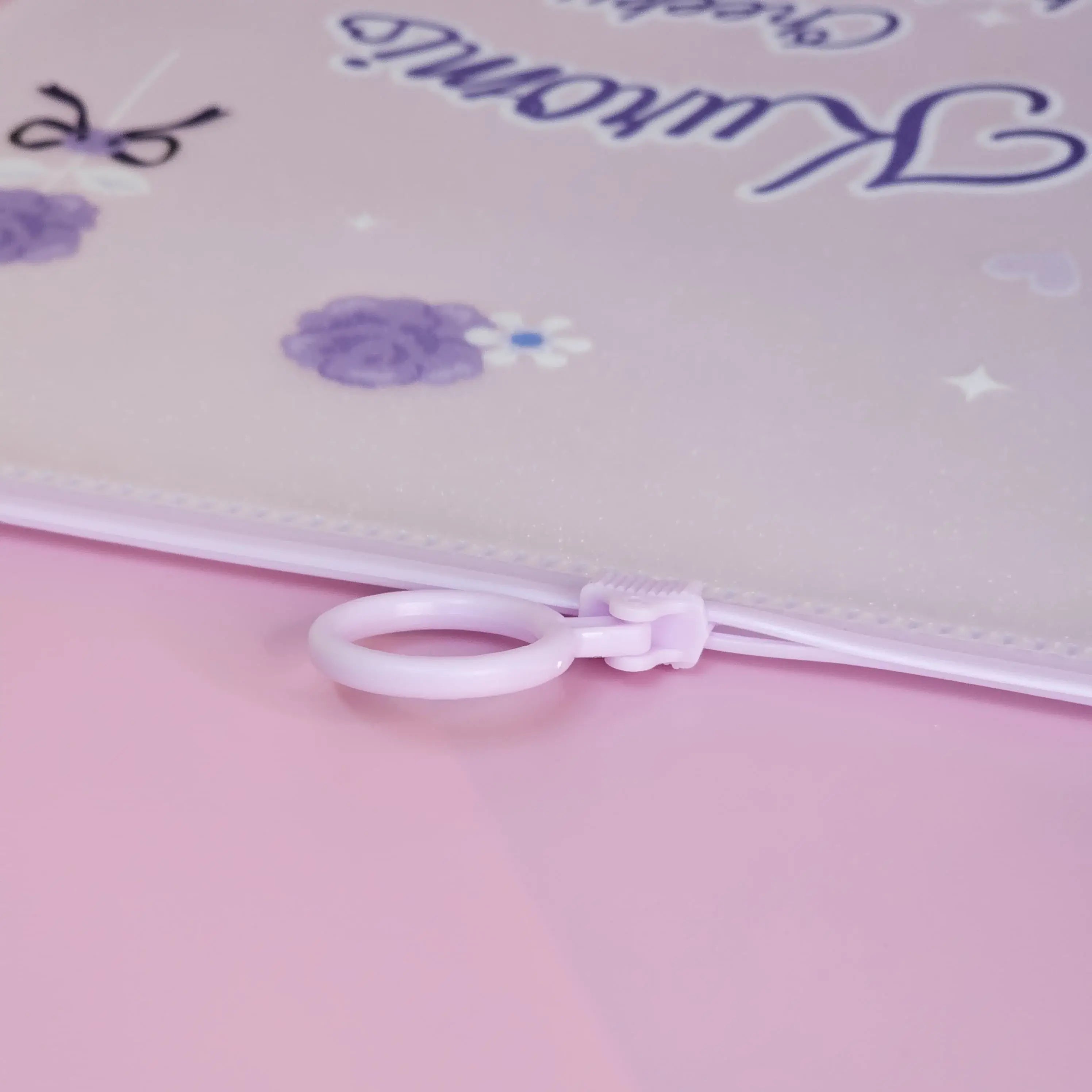 Kuromi Transparent Zipper Pouch – Cute Sanrio-themed stationery bag with floral design, perfect for kids' return gifts. Best kids' return gift online with free delivery across India