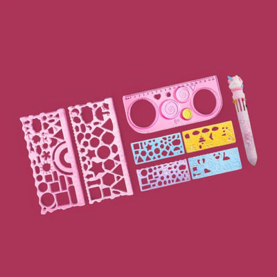 Doodle Ruler Stationary Set (8pcs): Includes drawing stencils, rulers, and a 10-color pen for creative art.
www.usmile.toys