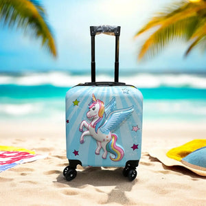 Blue football kids travel luggage 3 piece combo set, including a backpack, small trolley, and large trolley bag. Perfect children's travel bags for www.usmile.toys