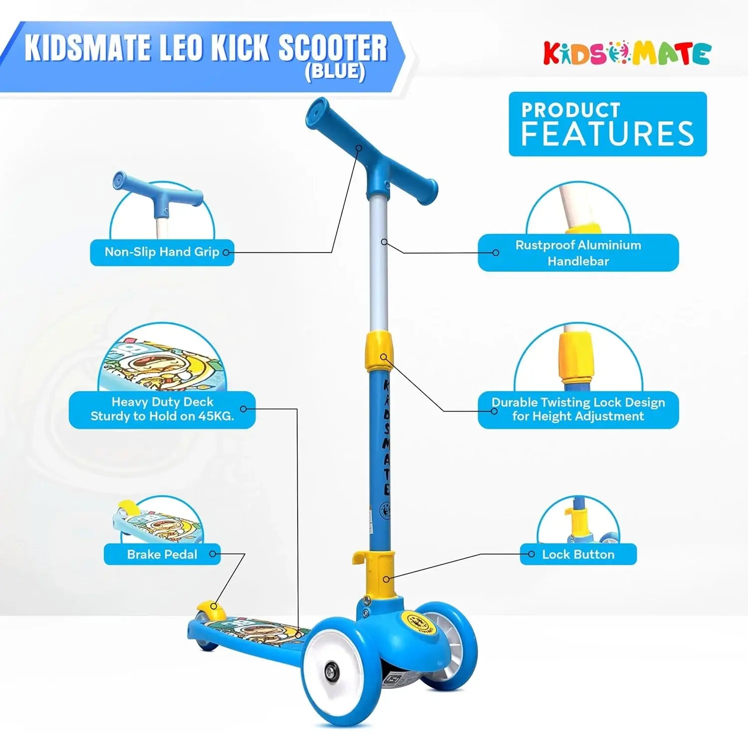Kids Kick Scooter - Kidsmate Leo Kick Scooter for Kids