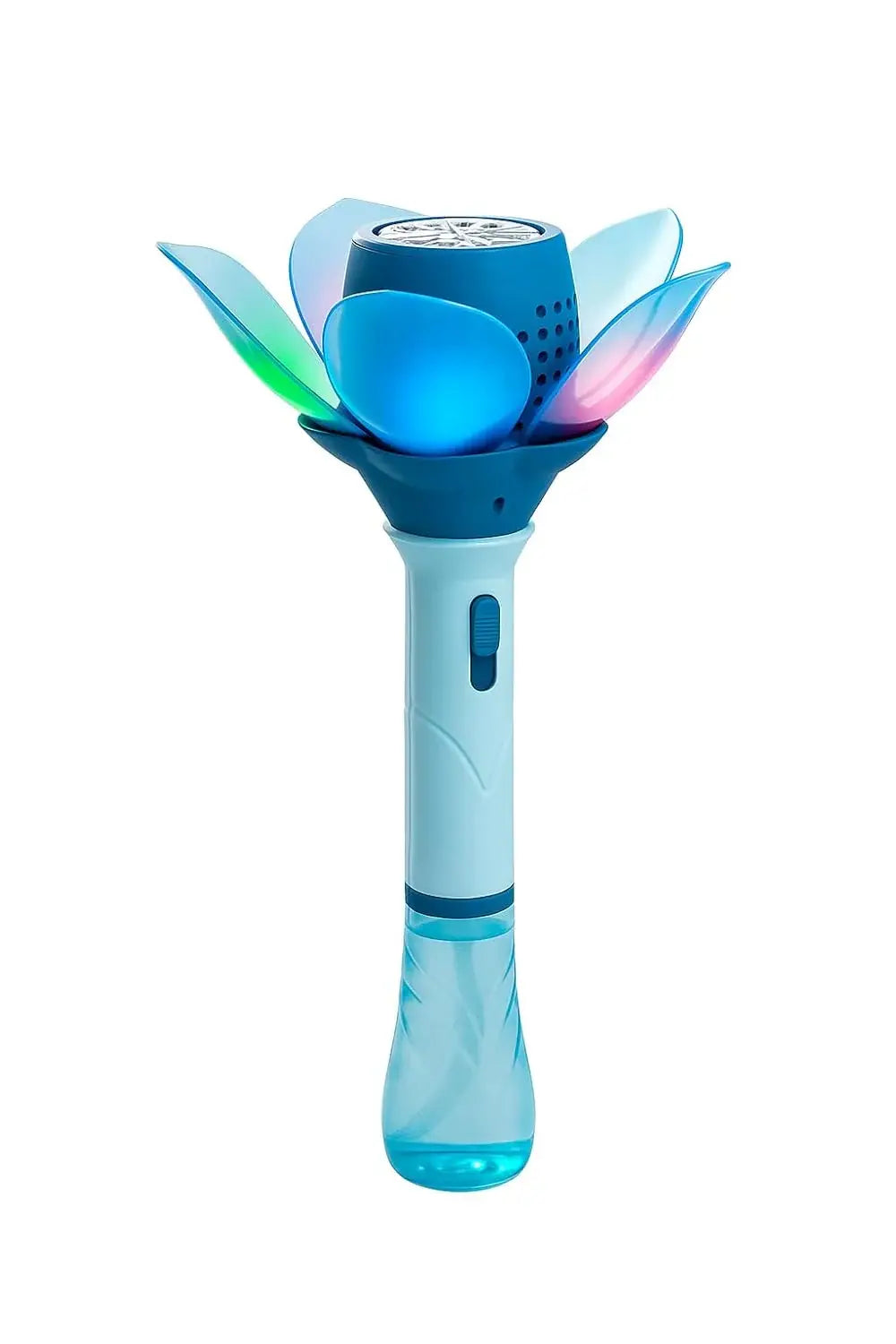 Colorful toy with a blue base and flower-like top. www.usmile.toys