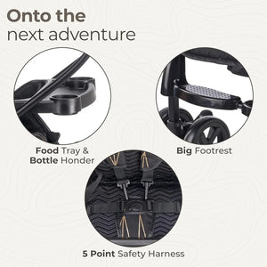 Stylish LuvLap Sunshine Plus foldable stroller for babies, featuring a sleek black and gold design, adjustable canopy, and compact fold for easy transport. www.usmile.toys