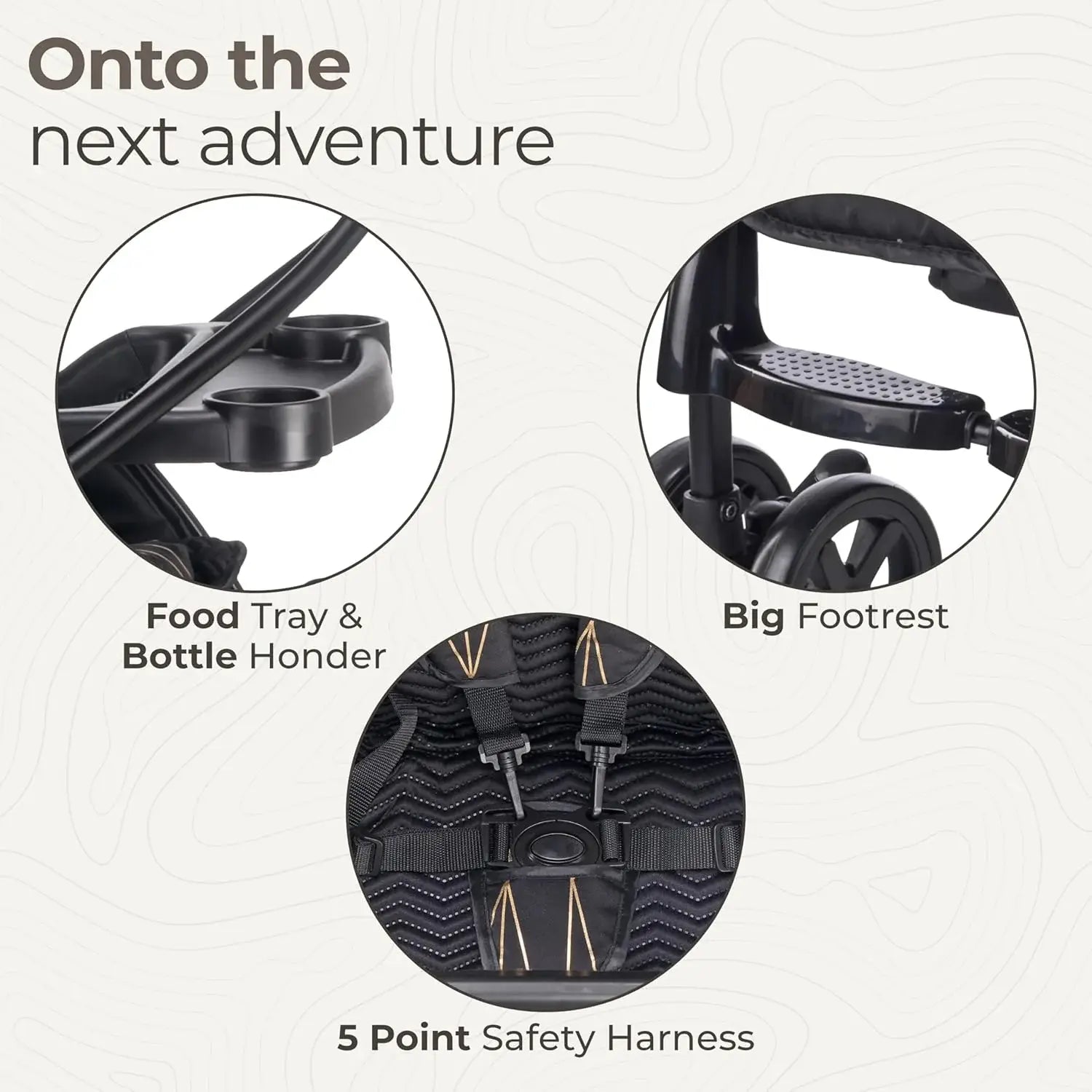 Stylish LuvLap Sunshine Plus foldable stroller for babies, featuring a sleek black and gold design, adjustable canopy, and compact fold for easy transport. www.usmile.toys