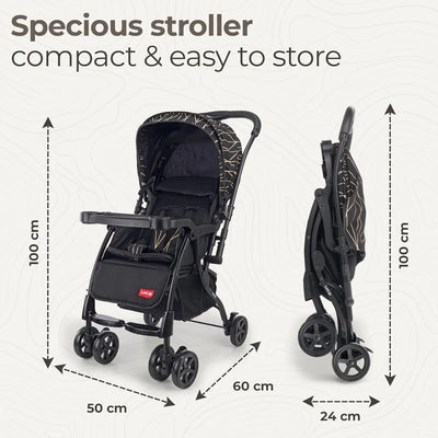  LuvLap Sunshine Plus black and gold baby stroller, compact and foldable.
www.usmile.toys