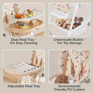 Marshmallow Lite 6-level adjustable baby high chair with bear design for feeding. www.usmile.toys