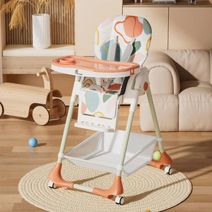 White and grey Marshmallow Lite baby high chair with 6 adjustable height levels, comfortable and secure for infant feeding, featuring a playful bear motif. www.usmile,toys