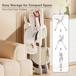 Marshmallow Lite 6-level adjustable baby high chair with bear design for feeding. www.usmile.toys