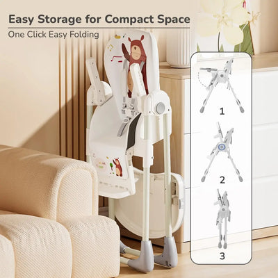 Marshmallow Lite 6-level adjustable baby high chair with bear design for feeding. www.usmile.toys