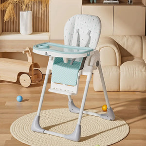 Marshmallow Lite Baby Feeding High Chair for babies, adjustable to 6 levels, with a cute bear design on the backrest and a removable tray. Ideal for baby feeding time on usmile.toys. www.usmile.toys