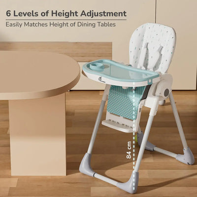 Marshmallow Lite Baby Feeding High Chair for babies, adjustable to 6 levels, with a cute bear design on the backrest and a removable tray. Ideal for baby feeding time on usmile.toys. www.usmile.toys