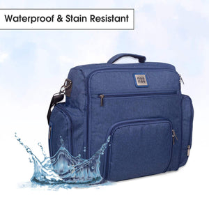 Practical and stylish blue diaper bag for mothers, designed for easy organization of baby essentials on the go. www.usmile.toys