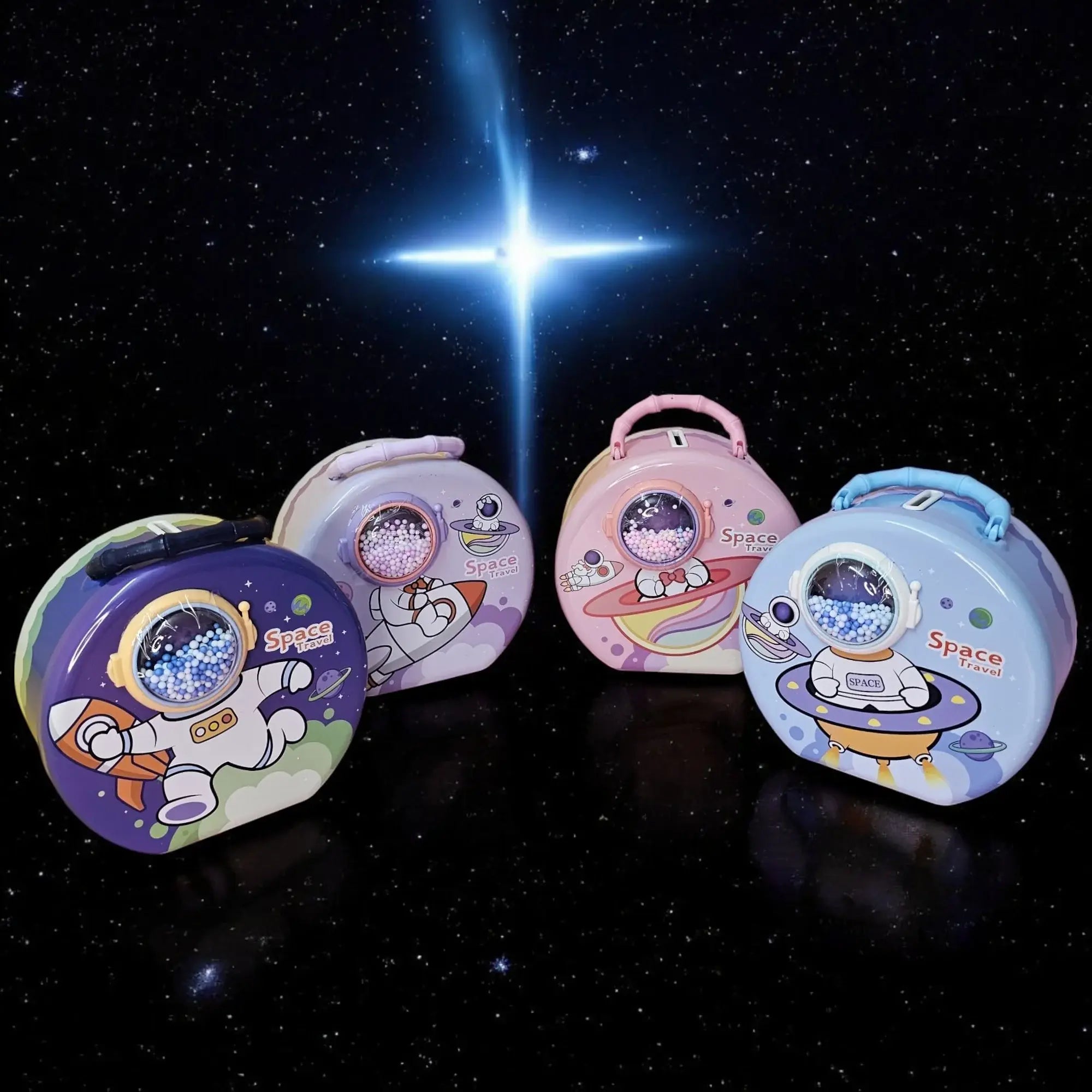 Metal Money Box for Kids - Astro Space - Handle - Coded Lock