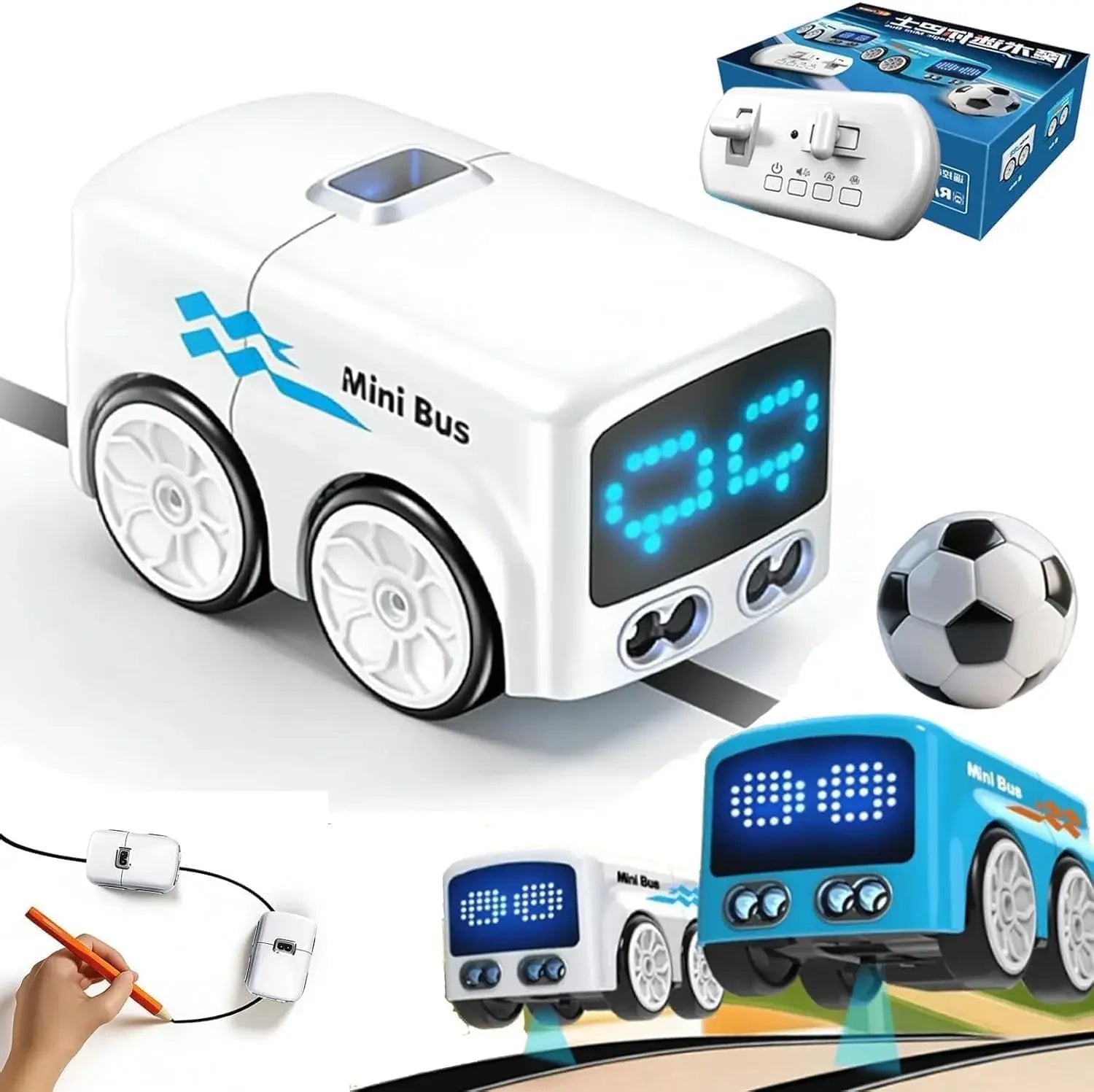 Mini Bus RC Toy for Kids, Smart Sensory Robot Car - Assorted Colour