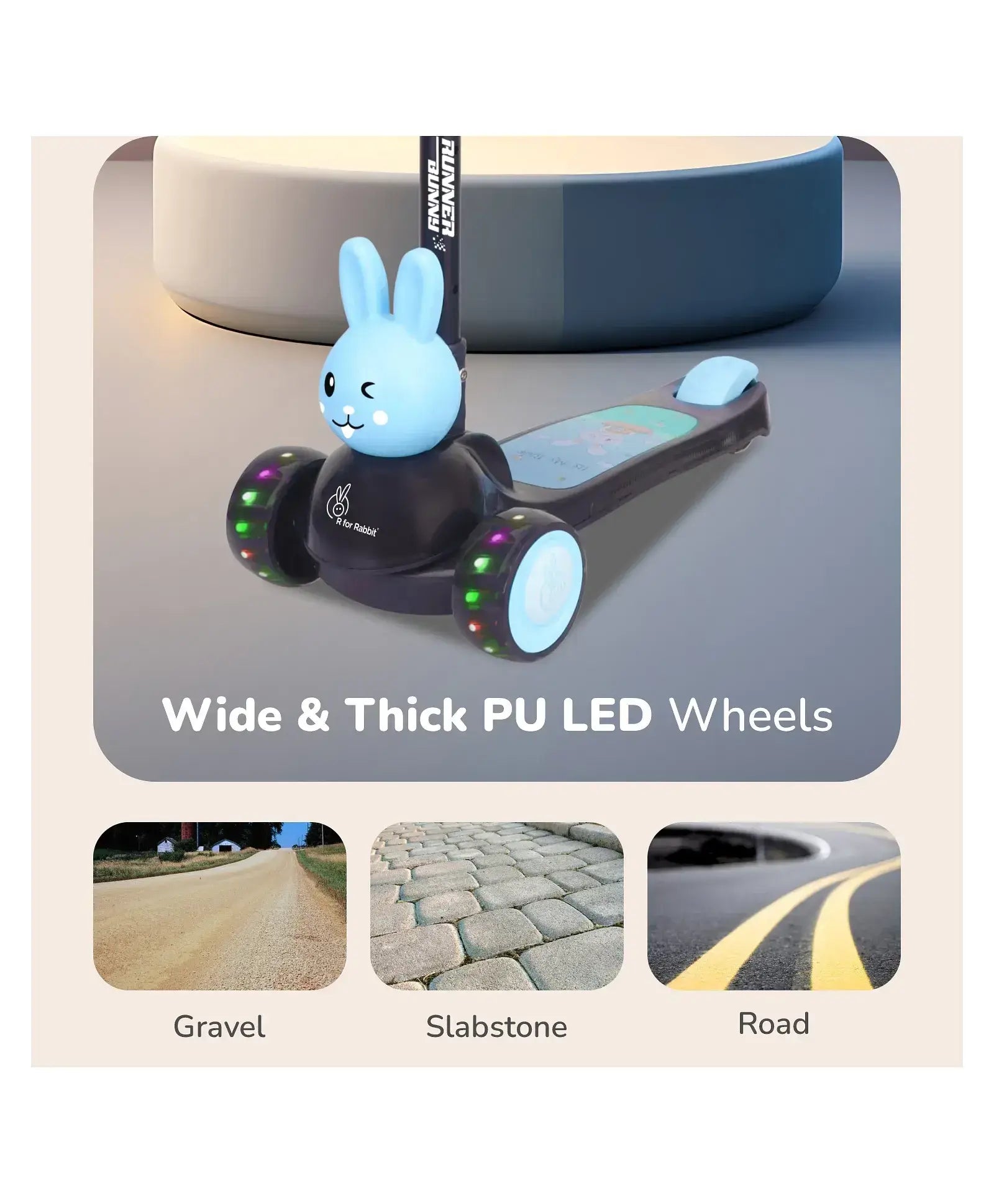 R for Rabbit Kids Kick Scooter – Foldable & LED | U Smile