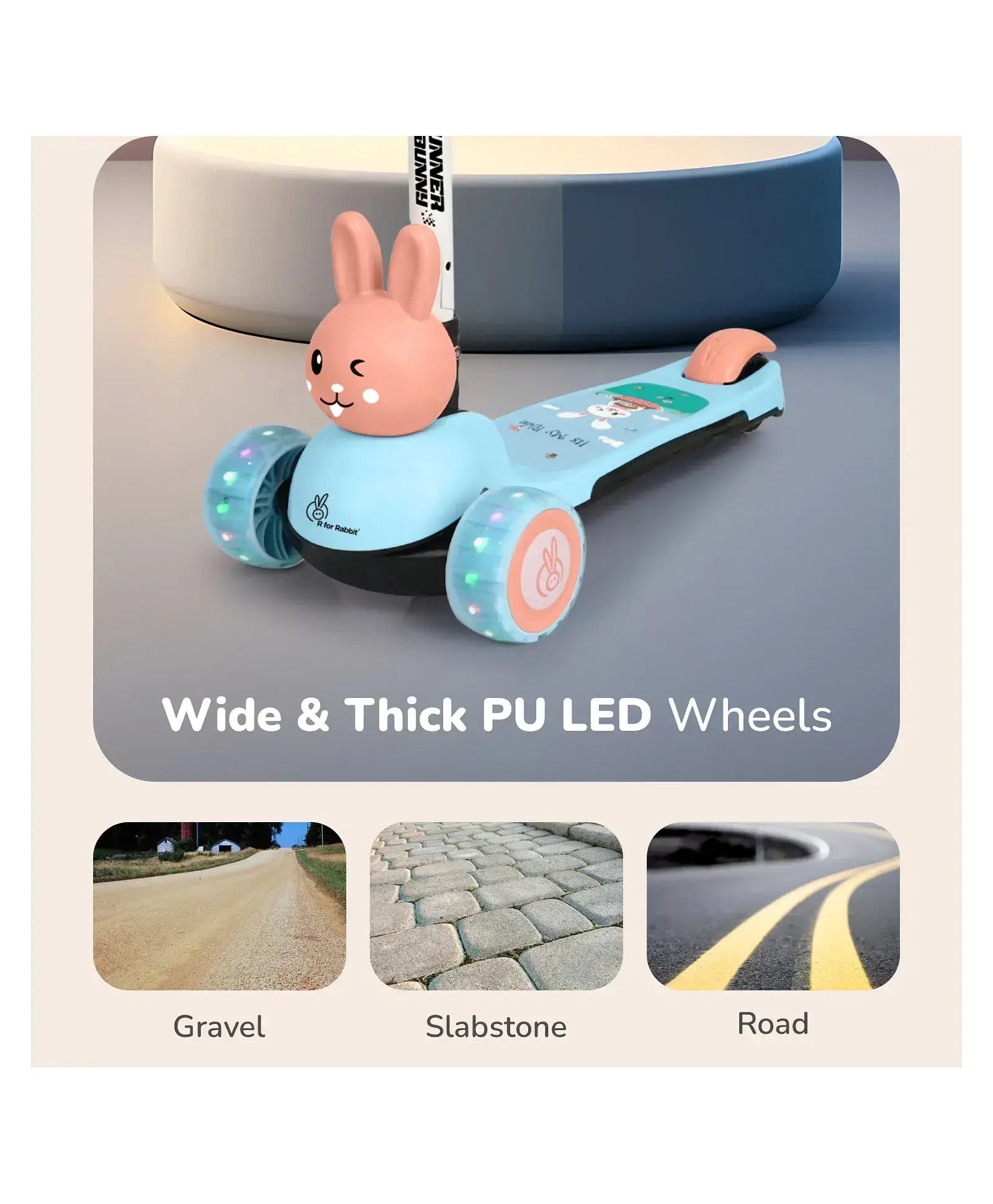R for Rabbit Kids Kick Scooter – Foldable & LED | U Smile