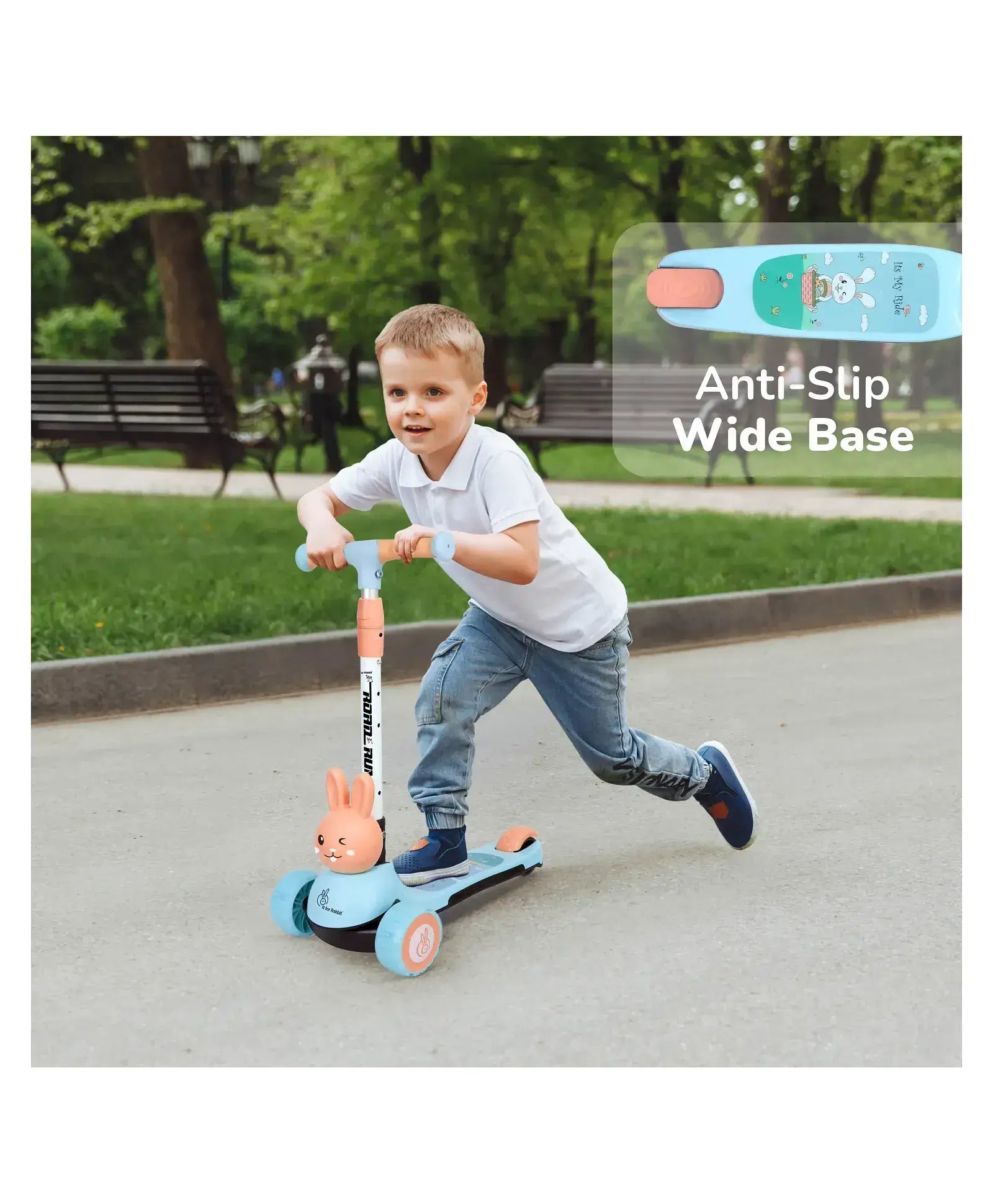White Rabbit Scooter R for Rabbit Kids Kick Scooter – Foldable & LED | U Smile