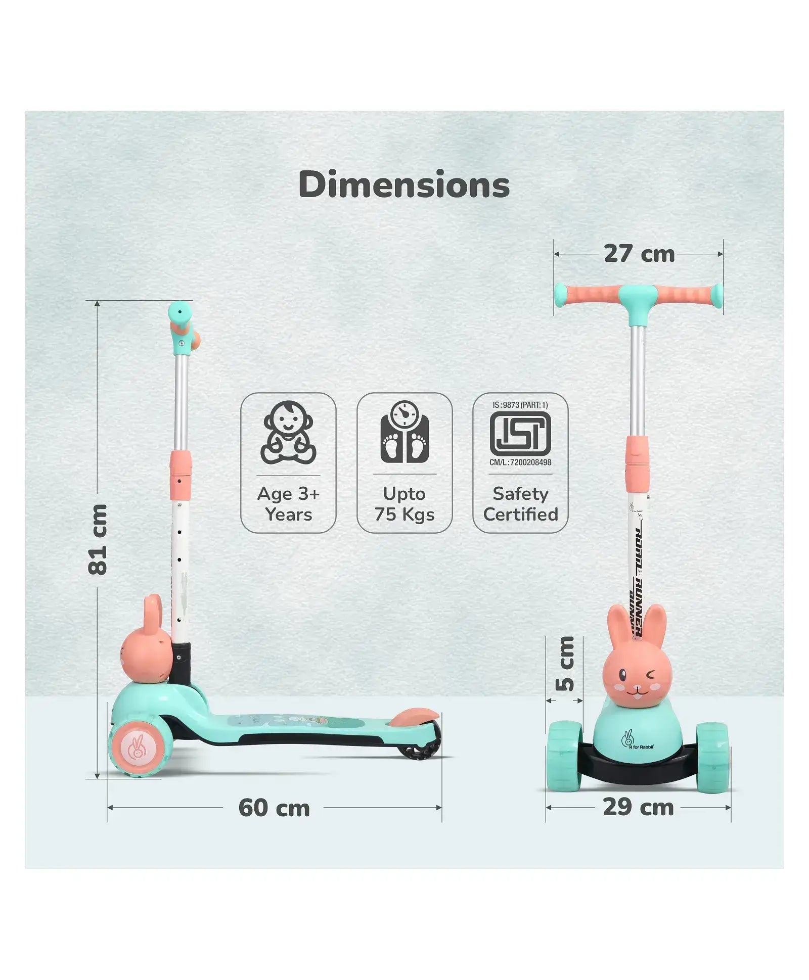 R for Rabbit Kids Kick Scooter – Foldable & LED | U Smile