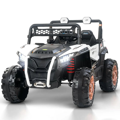 Usmile Toys red rechargeable battery operated jeep for kids, a realistic ride-on toy car with light and music for exciting adventures WWW.USMILE.TOYS