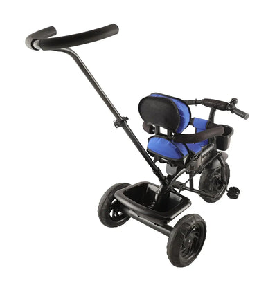Secure red and black tricycle for toddlers, designed with a safety guardrail for peace of mind during playtime.www usmile.toys