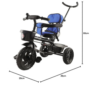 Usmile Toys Toyzoy Maple Grand kids tricycle in black and red, featuring a durable frame and essential safety guardrail. www.usmile.toys