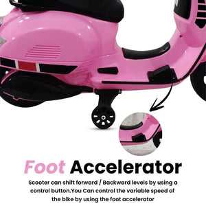 Authentic licensed pink Vespa ride-on scooter for children, 12-volt battery powered with realistic design and training wheels WWW.USMILE.TOYS