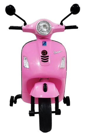 Stylish pink kids' electric Vespa scooter, perfect ride-on toy for toddlers and young children, ideal for outdoor fun WWW.USMILE.TOYS