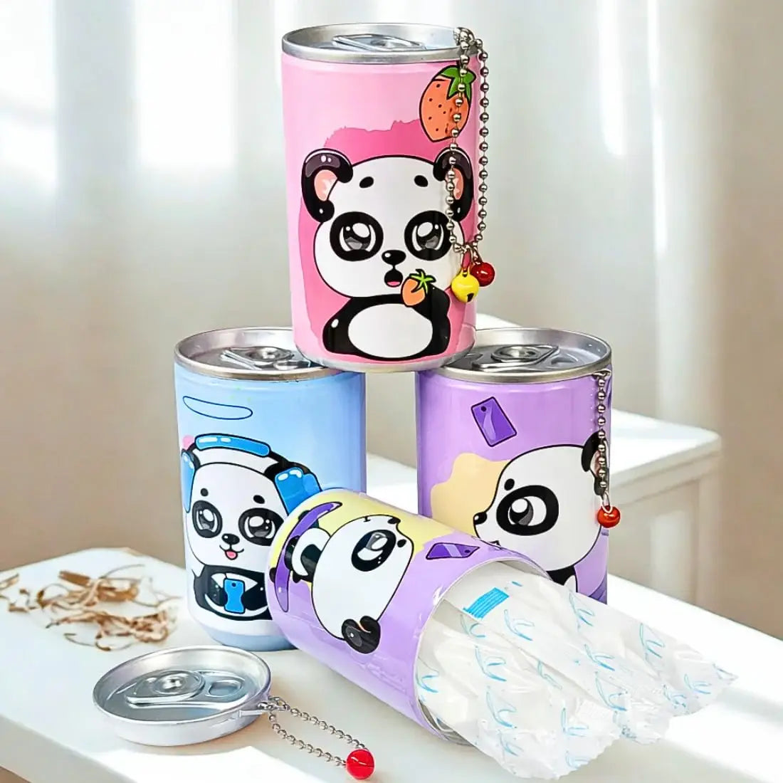 Cute Panda TIn Wet Wipes - Set of 3 | Assorted Color