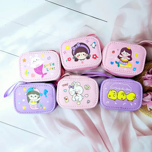 Various cartoon-themed small storage pouches for kids, featuring bunnies, chicks, and other fun designs. www.usmile.toys