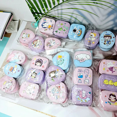 Various cartoon-themed small storage pouches for kids, featuring bunnies, chicks, and other fun designs. www.usmile.toys