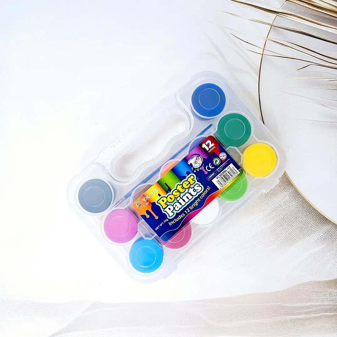 along Poster Paints Set of 12 Bright Colors with Brush in Carry Case – www.usmile.toys