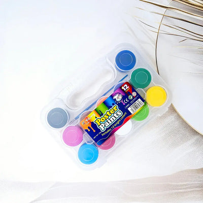 along Poster Paints Set of 12 Bright Colors with Brush in Carry Case – www.usmile.toys
