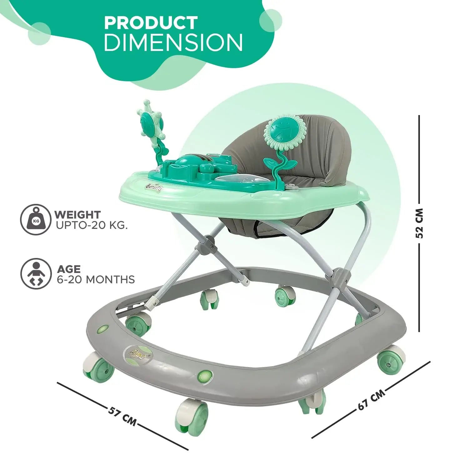 Child-safe Dash Butterfly Walker from Usmile Toys, designed to support babies' first steps and provide entertaining activities. www.usmile.toys