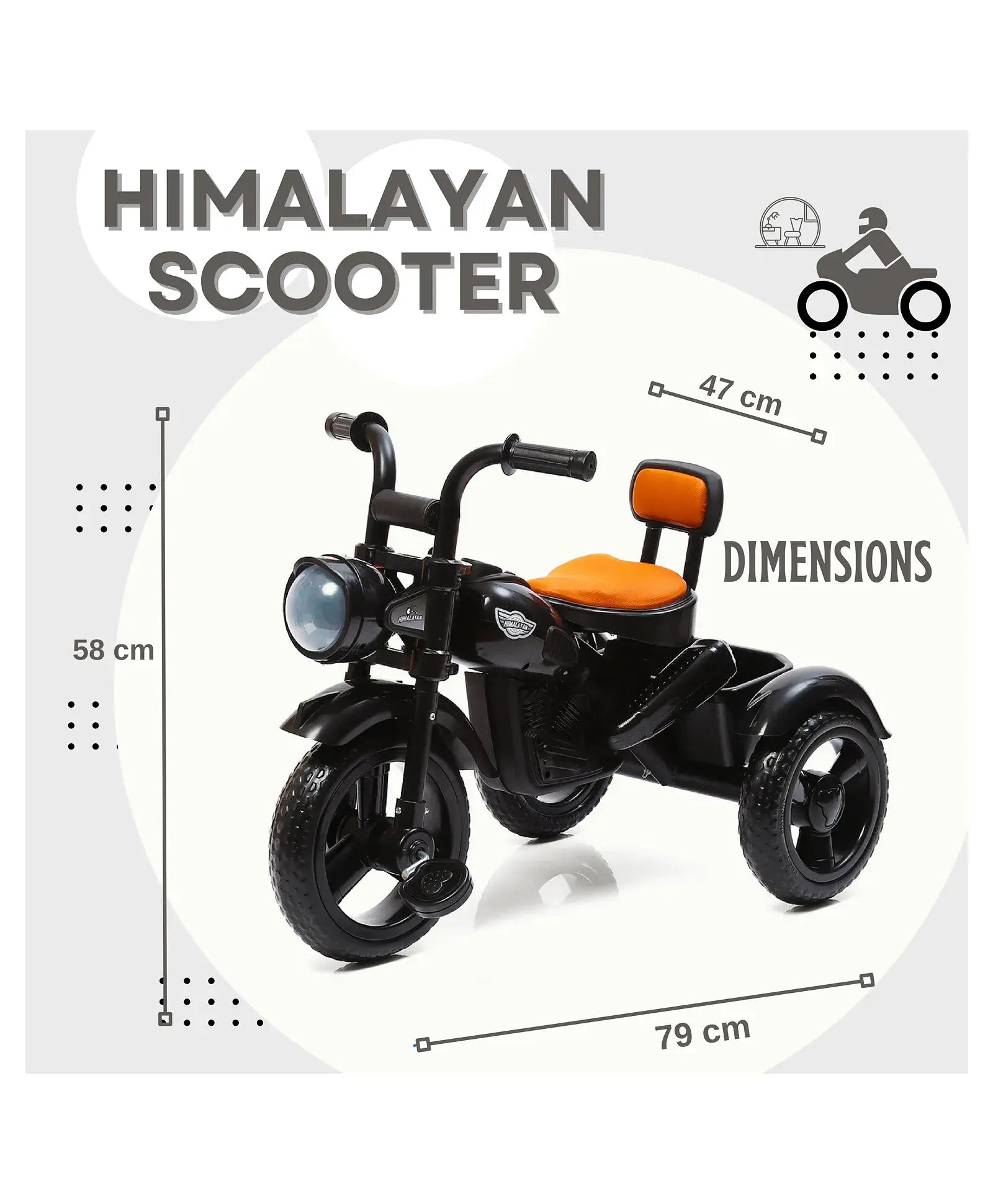 Children's motorcycle-style trike from U Smile Toys, equipped with a comfortable seat and musical features for engaging play. www.usmile.toys