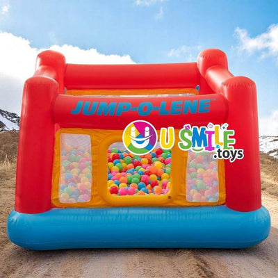 Kids' outdoor play equipment: A rectangular inflatable Jump-O-Lene without balls, showcasing its robust design and inviting space for jumping and active play, suitable for young children, available at Usmile Toys.www.usmile.toys