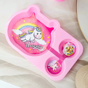 Usmile Toys toddler dining set with a divided plate for kids, a drinking cup, and cutlery, all in a fun . www.usmile.toys