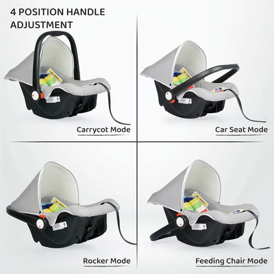 Versatile R for Rabbit Picaboo baby carry cot and car seat, offering 4-in-1 functionality including rocker and feeding chair, with a comfortable and colorful interior for infant safety and comfort. www.usmile.toys