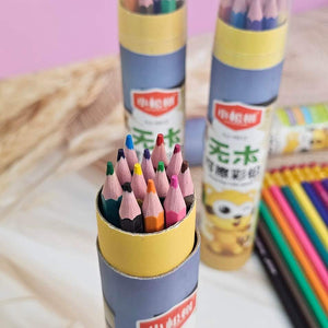 Close-up of a 12-piece pack of vibrant colored pencils, showcasing various shades, ideal for children's art and creative development from uSmile.toys."
www.usmile .com