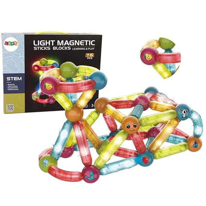 LED Magnetic Blocks - LED 3D Lights Magnetic Blocks toy