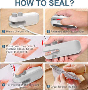 USB portable bag sealer for snacks, food storage, and keeping items fresl www.usmile.toys