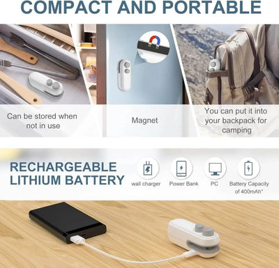 USB portable bag sealer for snacks, food storage, and keeping items fresl www.usmile.toys