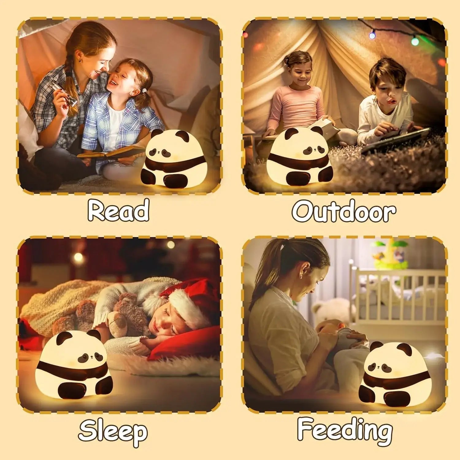 Offer a gentle and comforting glow with this sweet silicone night lamp featuring a cute sitting panda design, perfect for kids' rooms and a lovely bedtime companion. Find it at uSmile.toys." www.usmile.toys