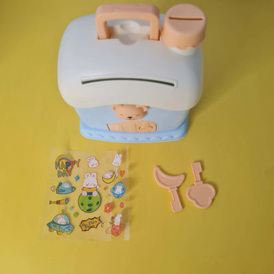 Children's toy with a piggy bank design on a yellow background