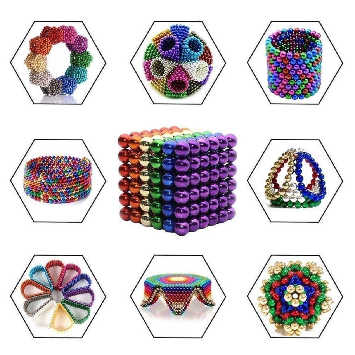 Colorful magnetic balls toy set for kids – creative STEM puzzle cube and tower built with rainbow-colored magnetic spheres, perfect fidget toy for stress relief, learning, and imaginative play – available at U Smile Toys India