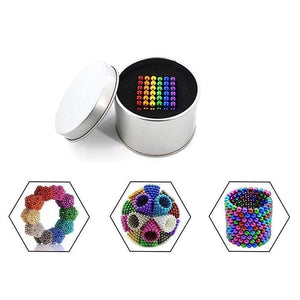Colorful magnetic balls toy set for kids – creative STEM puzzle cube and tower built with rainbow-colored magnetic spheres, perfect fidget toy for stress relief, learning, and imaginative play – available at U Smile Toys India