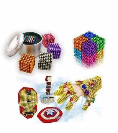 Colorful magnetic balls toy set for kids – creative STEM puzzle cube and tower built with rainbow-colored magnetic spheres, perfect fidget toy for stress relief, learning, and imaginative play – available at U Smile Toys India