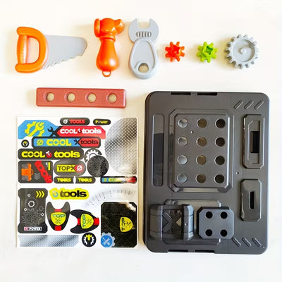 3-in-1 Boys' Pretend Repair Tool Kit Set, Kids' Storage Tool Table; Boys' Toys; Kids' Day, Easter, Christmas, Halloween Holiday Gifts, Birthday Party Gifts