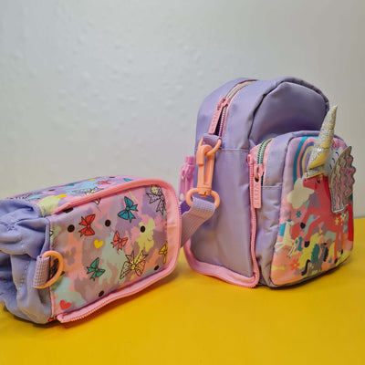 Space adventure tiffin and bottle carrier for school, in blue and orange. www.usmile.toys