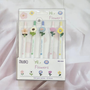 Set of 5 cute flower design gel pens – 0.5mm fine tip for smooth writing www.usmile.toys