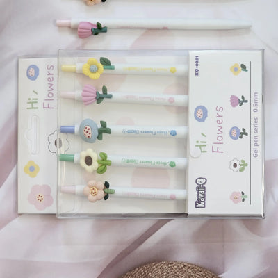 Premium quality 0.5mm fine-tip gel pens with decorative flower toppers www.usmile.toys